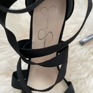 Black high-heeled shoes